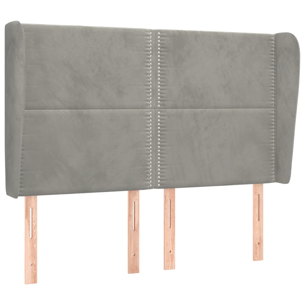 Hoofdbord Met Randen Fluweel 147 x 23 x 118/128 cm Lichtgrijs