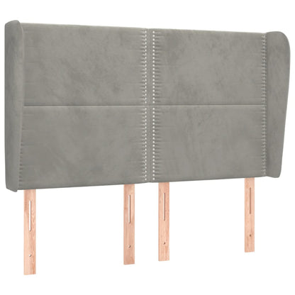 Hoofdbord Met Randen Fluweel 147 x 23 x 118/128 cm Lichtgrijs