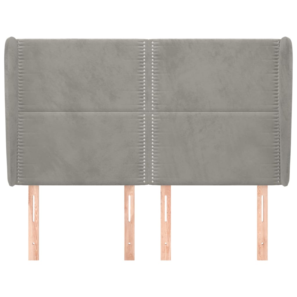 Hoofdbord Met Randen Fluweel 147 x 23 x 118/128 cm Lichtgrijs