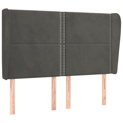 Hoofdbord Met Randen Fluweel 147 x 23 x 118/128 cm Donkergrijs
