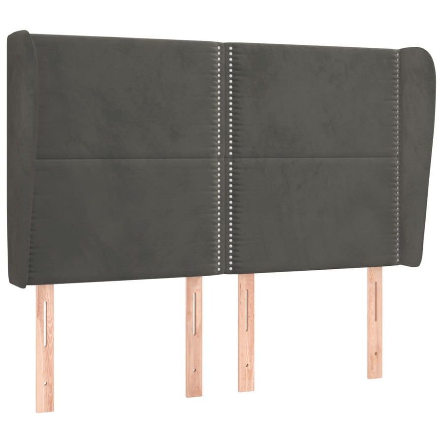 Hoofdbord Met Randen Fluweel 147 x 23 x 118/128 cm Donkergrijs