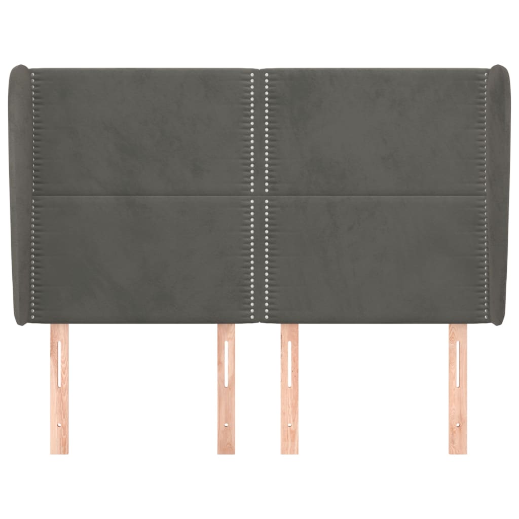 Hoofdbord Met Randen Fluweel 147 x 23 x 118/128 cm Donkergrijs
