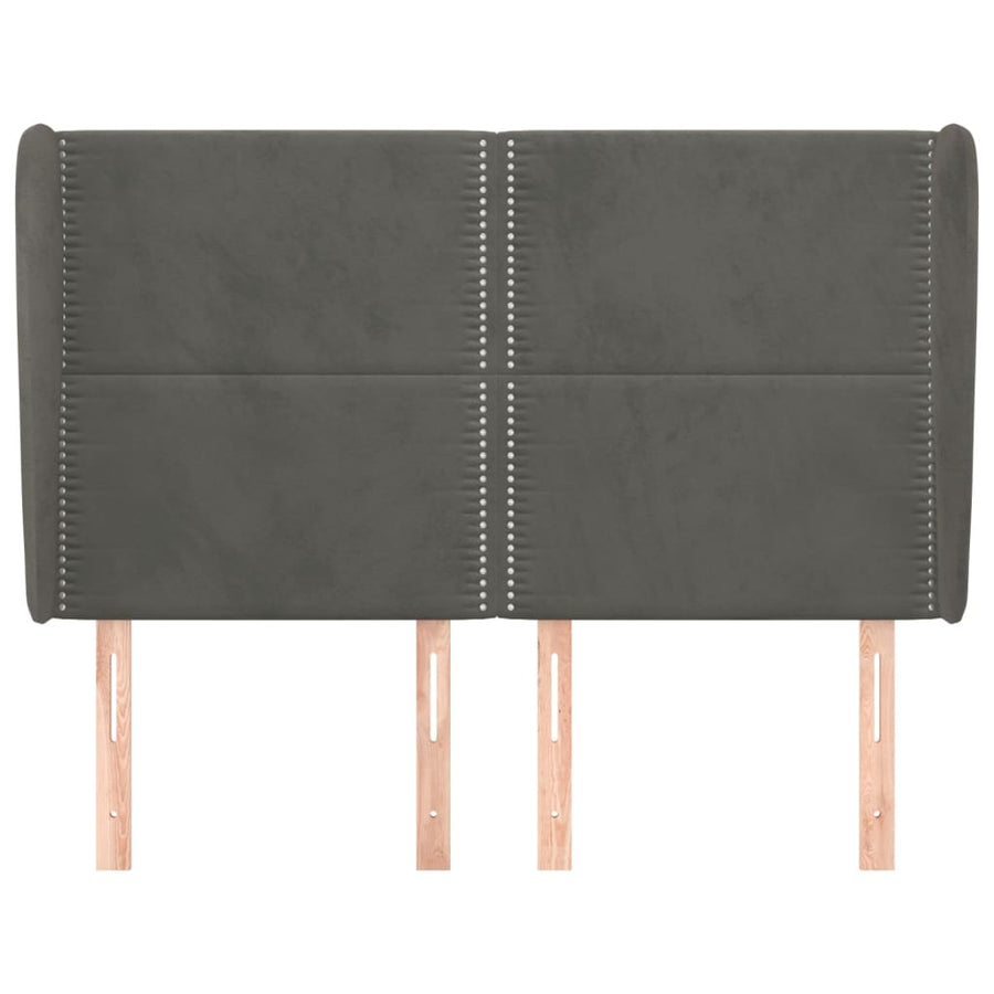 Hoofdbord Met Randen Fluweel 147 x 23 x 118/128 cm Donkergrijs