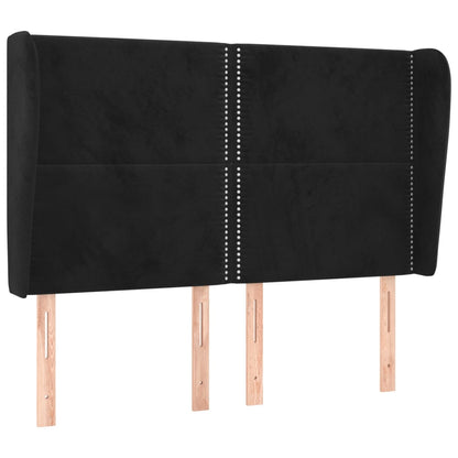 Hoofdbord Met Randen Fluweel 147 x 23 x 118/128 cm Zwart