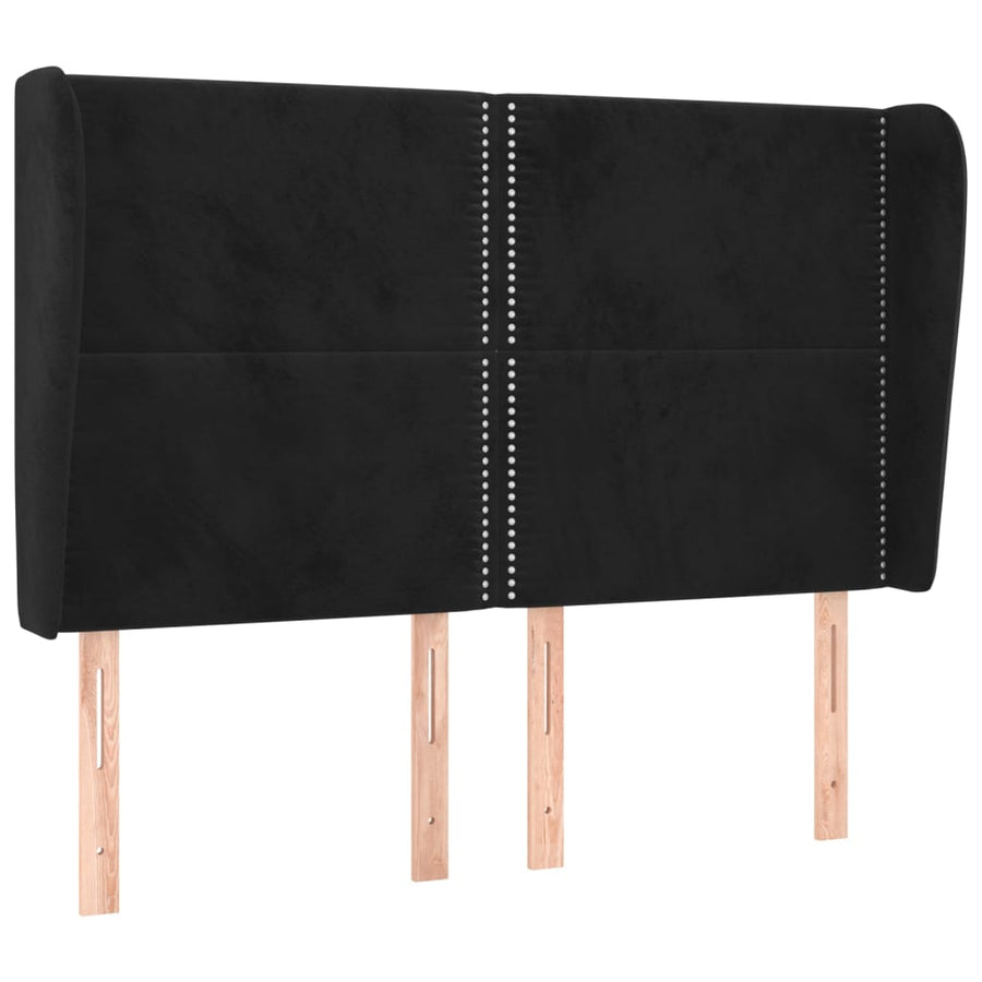 Hoofdbord Met Randen Fluweel 147 x 23 x 118/128 cm Zwart