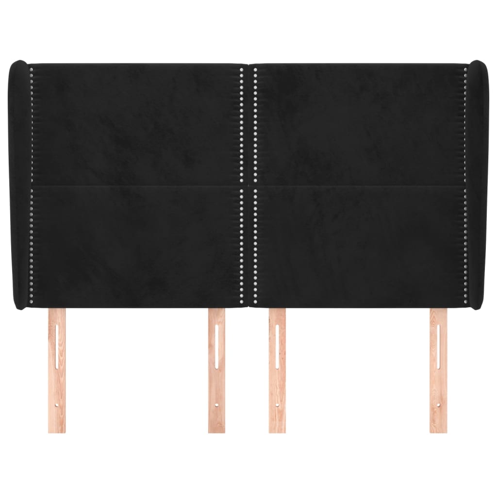 Hoofdbord Met Randen Fluweel 147 x 23 x 118/128 cm Zwart
