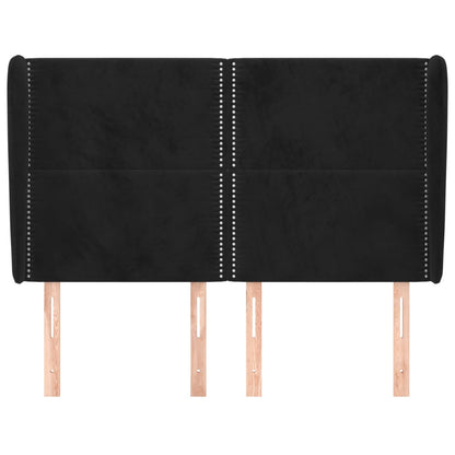 Hoofdbord Met Randen Fluweel 147 x 23 x 118/128 cm Zwart