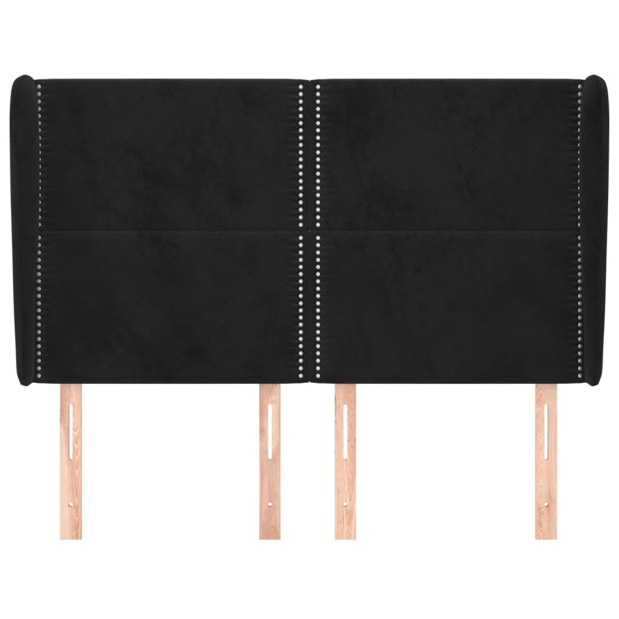 Hoofdbord Met Randen Fluweel 147 x 23 x 118/128 cm Zwart