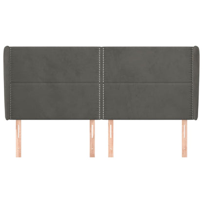 Hoofdbord Met Randen Fluweel 163 x 23 x 118/128 cm Donkergrijs