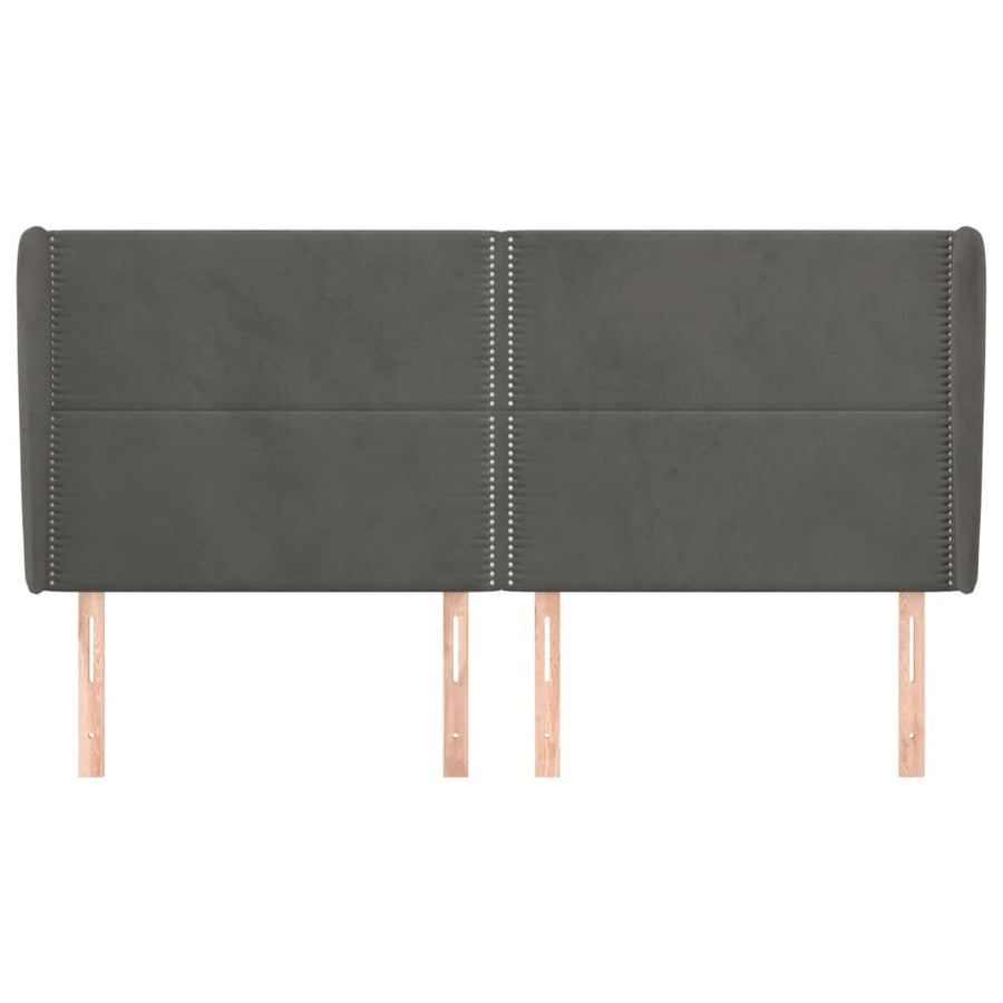 Hoofdbord Met Randen Fluweel 163 x 23 x 118/128 cm Donkergrijs