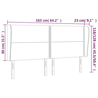 Hoofdbord Met Randen Fluweel 163 x 23 x 118/128 cm Donkergrijs