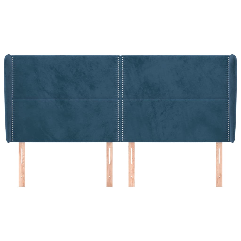 Hoofdbord Met Randen Fluweel 163 x 23 x 118/128 cm Donkerblauw