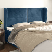 Hoofdbord 163x23x118/128 cm fluweel donkerblauw