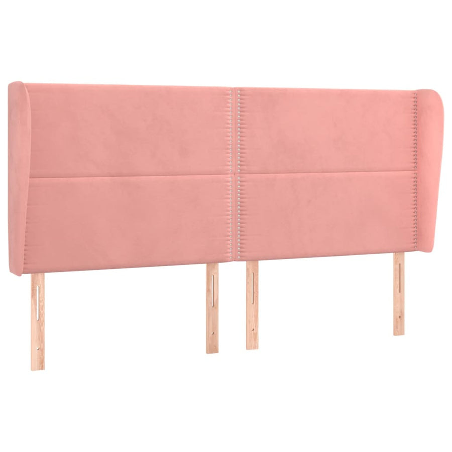 Hoofdbord Met Randen Fluweel 163 x 23 x 118/128 cm Roze