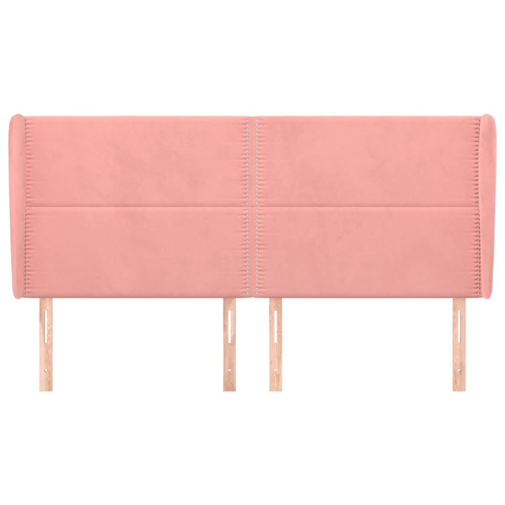 Hoofdbord Met Randen Fluweel 163 x 23 x 118/128 cm Roze