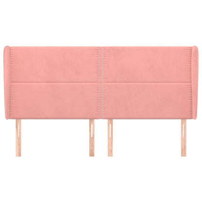 Hoofdbord Met Randen Fluweel 163 x 23 x 118/128 cm Roze