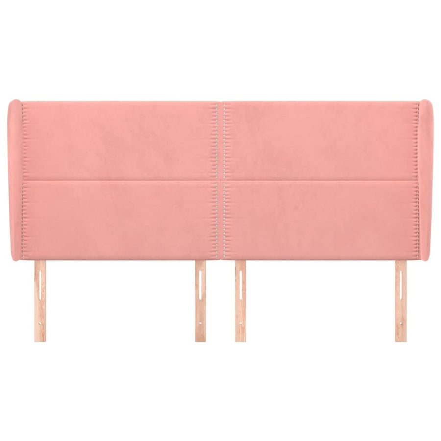Hoofdbord Met Randen Fluweel 163 x 23 x 118/128 cm Roze