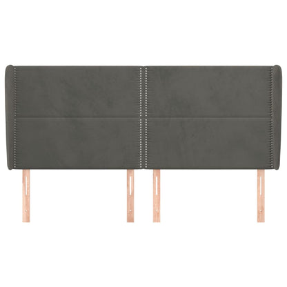 Hoofdbord Met Randen Fluweel 183 x 23 x 118/128 cm Donkergrijs