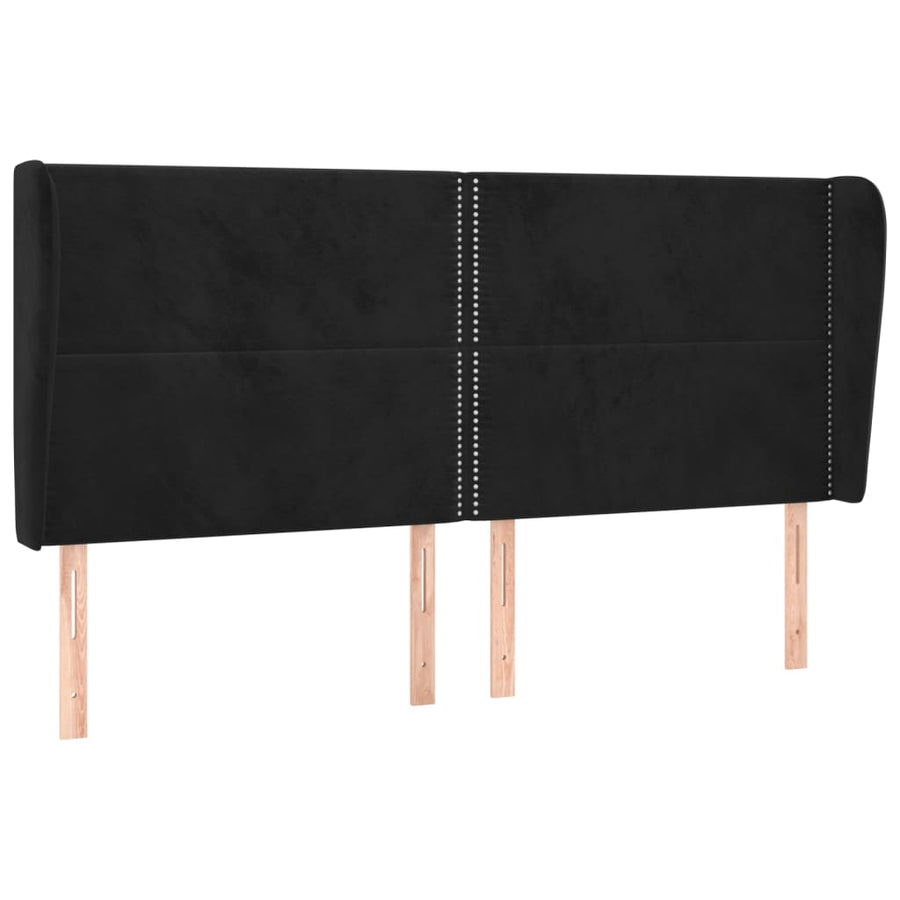 Hoofdbord Met Randen Fluweel 183 x 23 x 118/128 cm Zwart