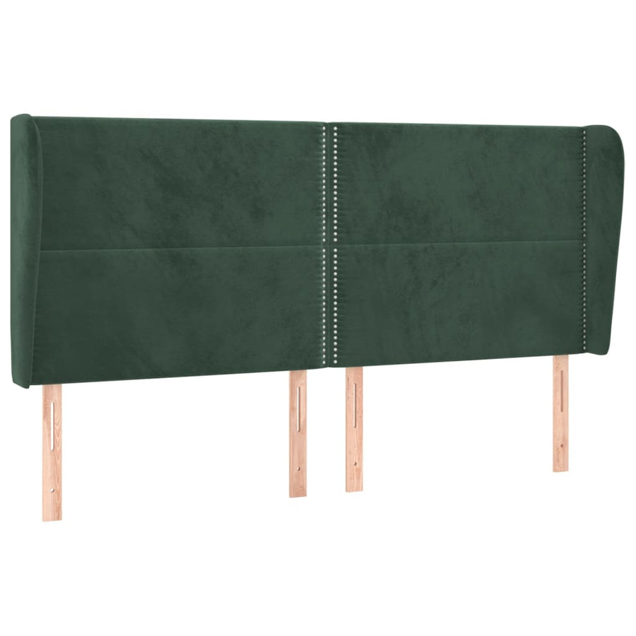 Hoofdbord met randen 183x23x118/128 cm fluweel donkergroen