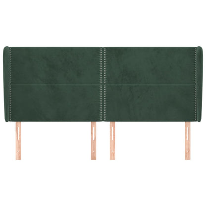 Hoofdbord met randen 183x23x118/128 cm fluweel donkergroen