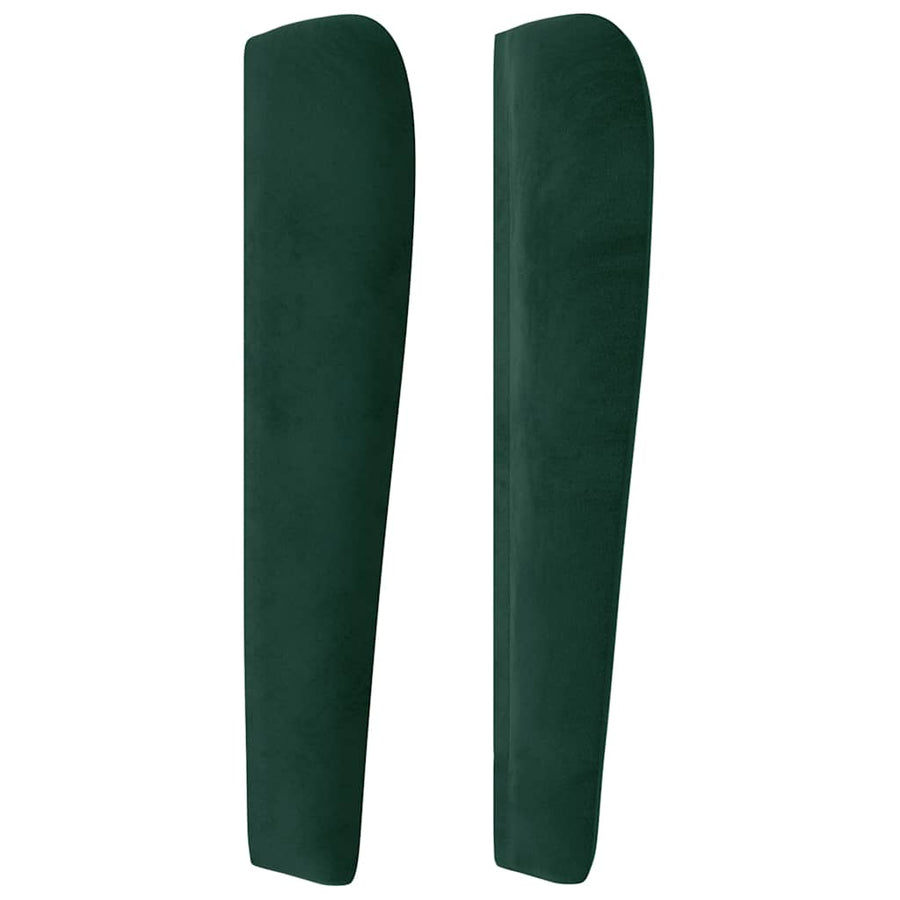 Hoofdbord met randen 183x23x118/128 cm fluweel donkergroen
