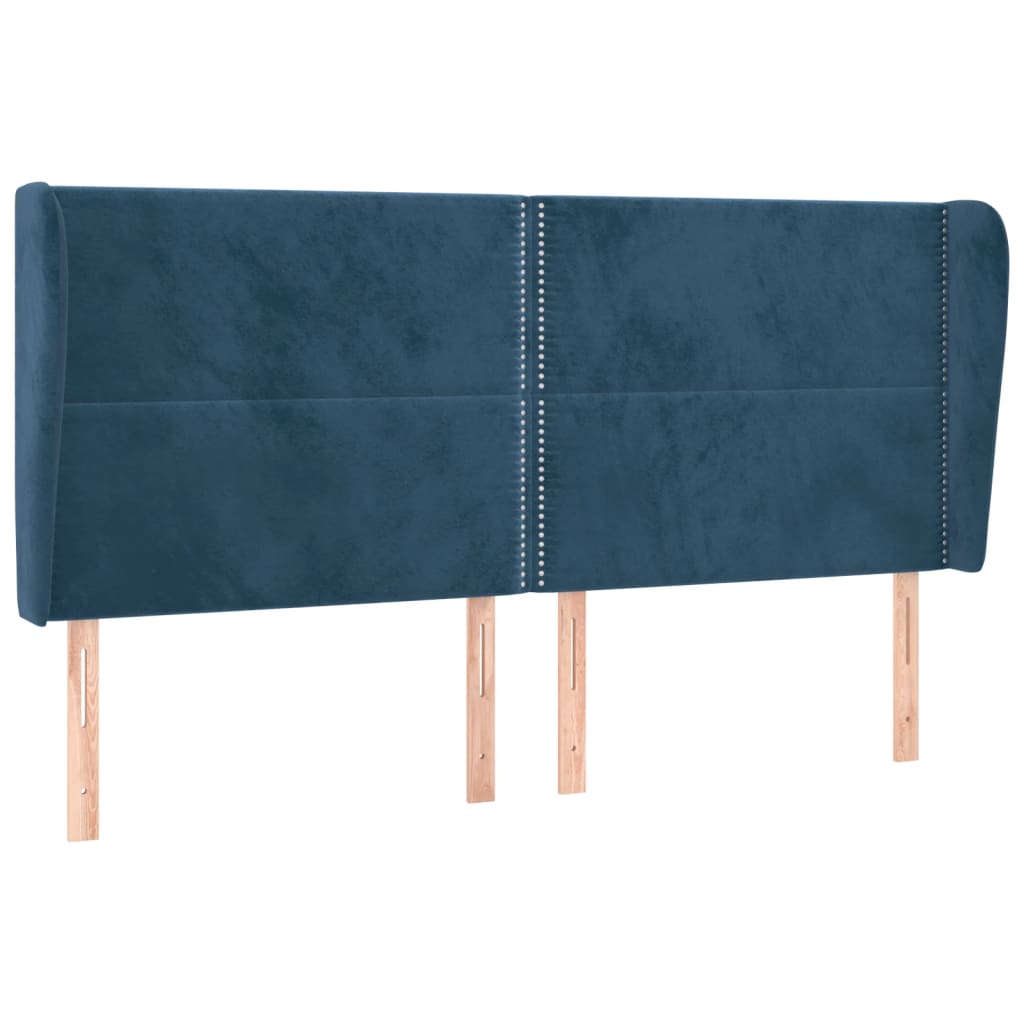Hoofdbord Met Randen Fluweel 183 x 23 x 118/128 cm Donkerblauw