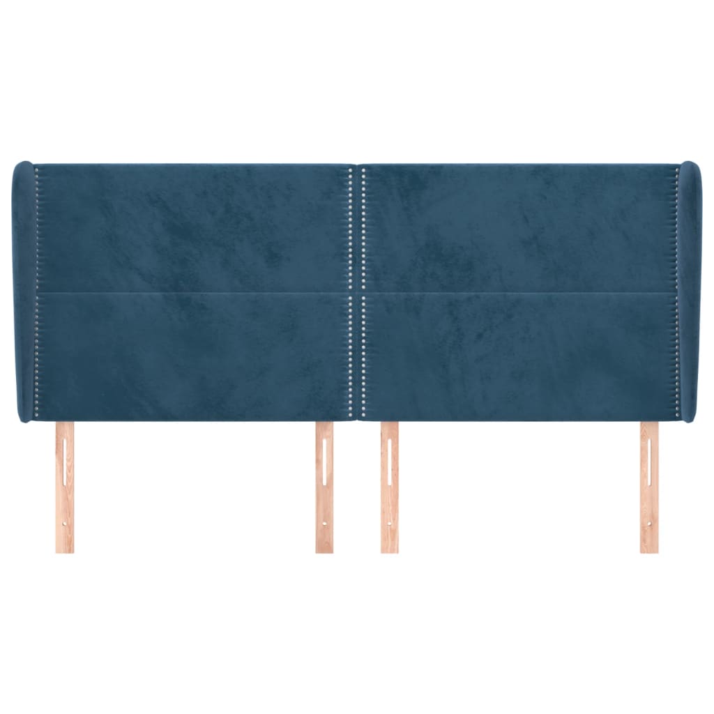 Hoofdbord Met Randen Fluweel 183 x 23 x 118/128 cm Donkerblauw