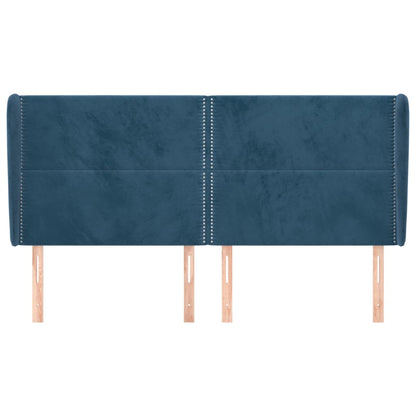 Hoofdbord Met Randen Fluweel 183 x 23 x 118/128 cm Donkerblauw