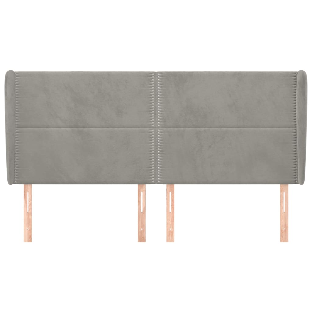 Hoofdbord Met Randen Fluweel 203 x 23 x 118/128 cm Lichtgrijs
