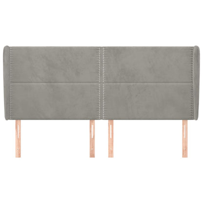 Hoofdbord Met Randen Fluweel 203 x 23 x 118/128 cm Lichtgrijs