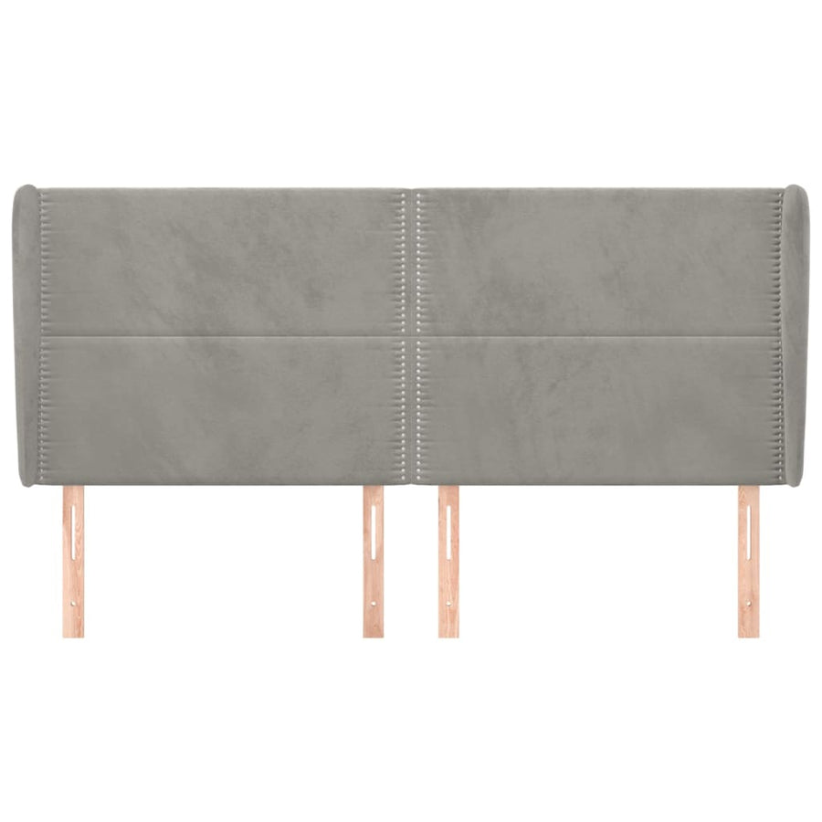 Hoofdbord Met Randen Fluweel 203 x 23 x 118/128 cm Lichtgrijs
