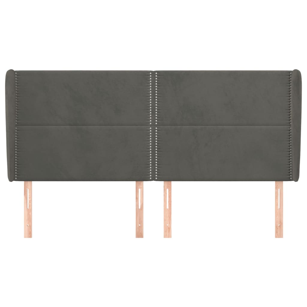 Hoofdbord Met Randen Fluweel 203 x 23 x 118/128 cm Donkergrijs