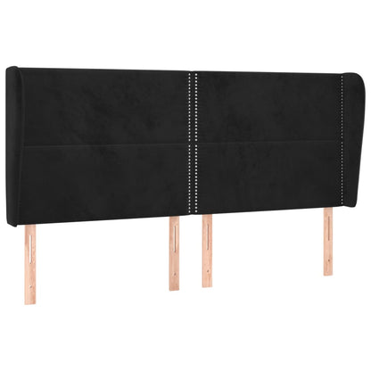 Hoofdbord Met Randen Fluweel 203 x 23 x 118/128 cm Zwart