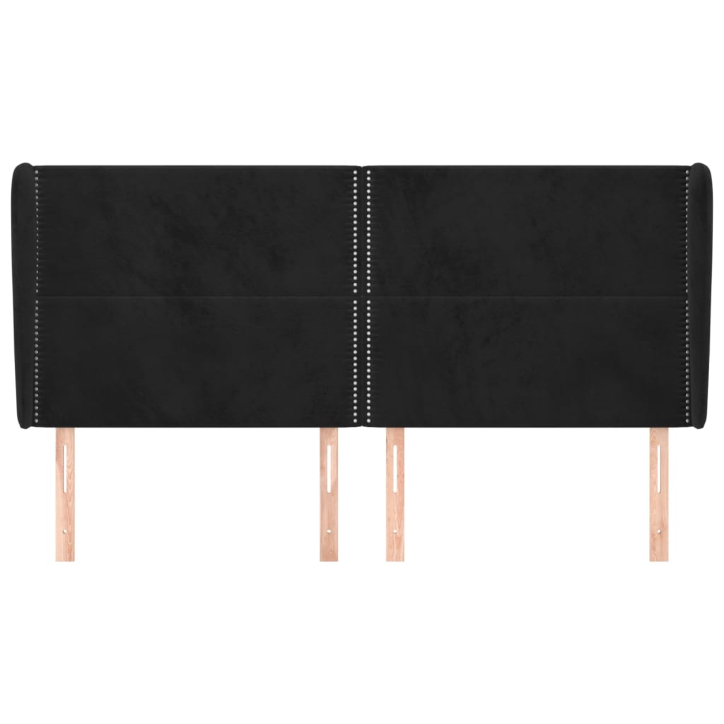 Hoofdbord Met Randen Fluweel 203 x 23 x 118/128 cm Zwart