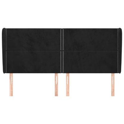 Hoofdbord Met Randen Fluweel 203 x 23 x 118/128 cm Zwart
