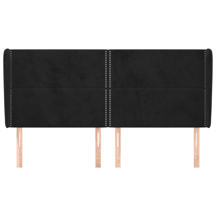 Hoofdbord Met Randen Fluweel 203 x 23 x 118/128 cm Zwart