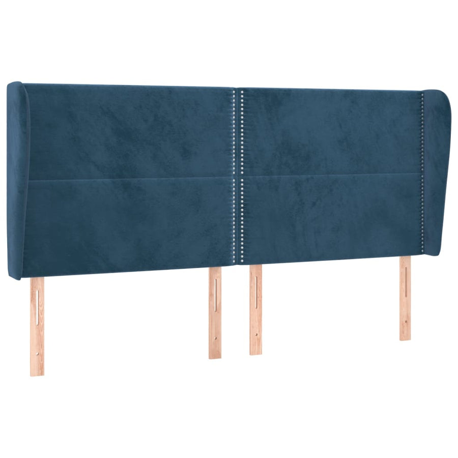 Hoofdbord Met Randen Fluweel 203 x 23 x 118/128 cm Donkerblauw
