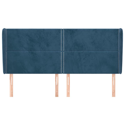 Hoofdbord Met Randen Fluweel 203 x 23 x 118/128 cm Donkerblauw