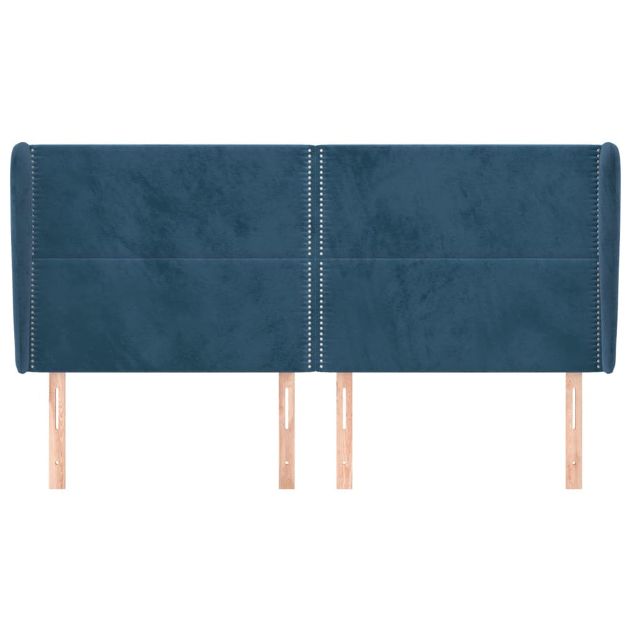 Hoofdbord Met Randen Fluweel 203 x 23 x 118/128 cm Donkerblauw