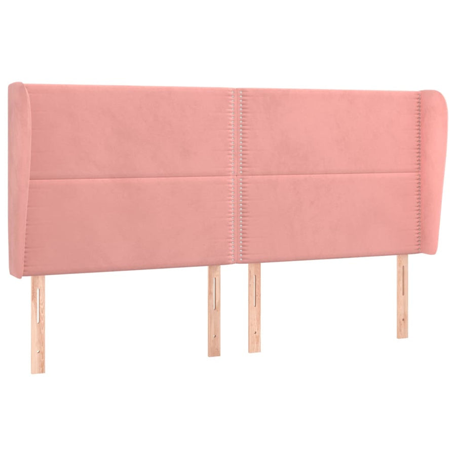 Hoofdbord Met Randen Fluweel 203 x 23 x 118/128 cm Roze