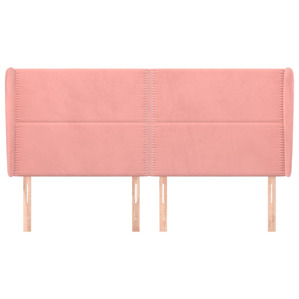 Hoofdbord Met Randen Fluweel 203 x 23 x 118/128 cm Roze