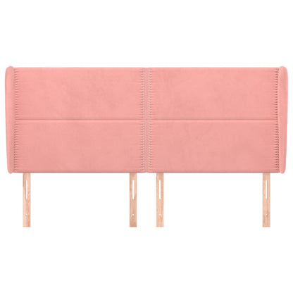 Hoofdbord Met Randen Fluweel 203 x 23 x 118/128 cm Roze