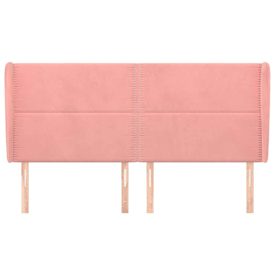 Hoofdbord Met Randen Fluweel 203 x 23 x 118/128 cm Roze