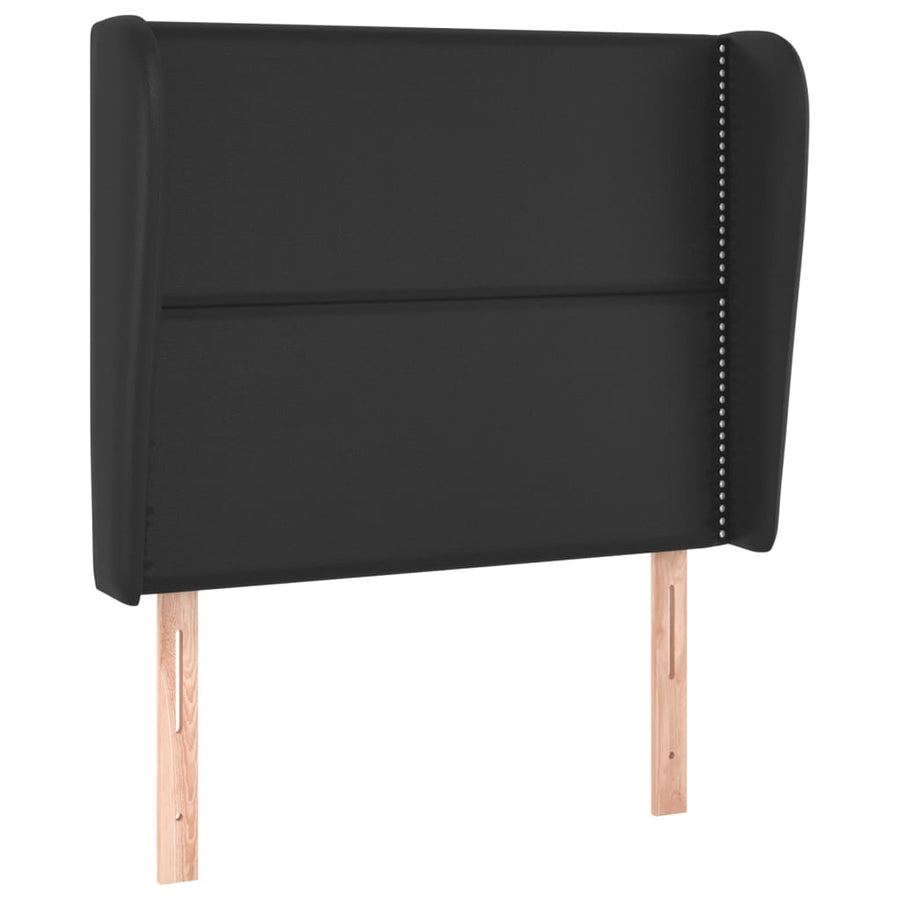 Hoofdbord met randen 93x23x118/128 cm kunstleer zwart 93 x 23 x 118/128 cm Zwart