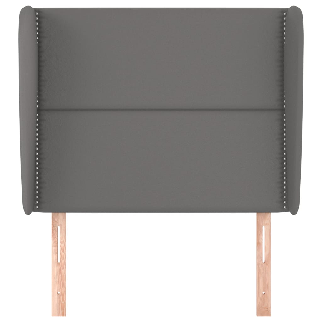 Hoofdbord met randen 93x23x118/128 cm kunstleer grijs 93 x 23 x 118/128 cm Grijs