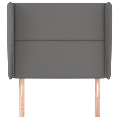 Hoofdbord met randen 93x23x118/128 cm kunstleer grijs 93 x 23 x 118/128 cm Grijs