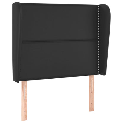 Hoofdbord met randen 103x23x118/128 cm kunstleer zwart 103 x 23 x 118/128 cm Zwart