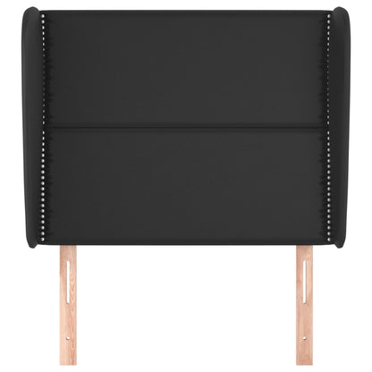 Hoofdbord met randen 103x23x118/128 cm kunstleer zwart 103 x 23 x 118/128 cm Zwart
