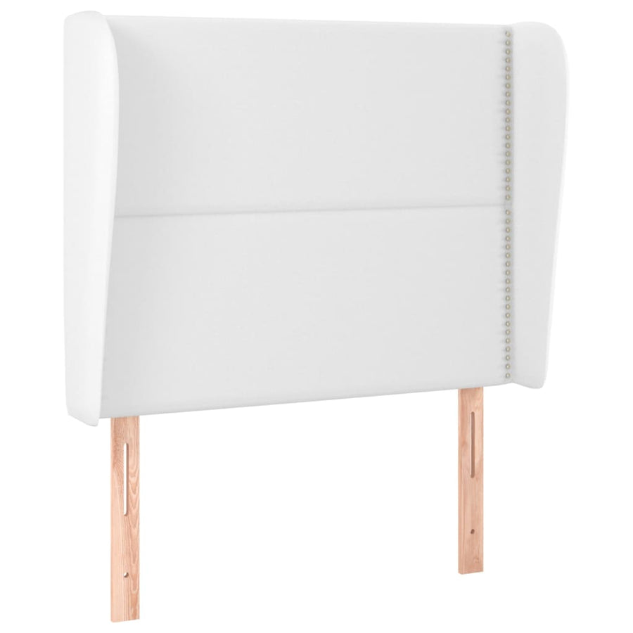 Hoofdbord met randen 103x23x118/128 cm kunstleer wit 103 x 23 x 118/128 cm Wit